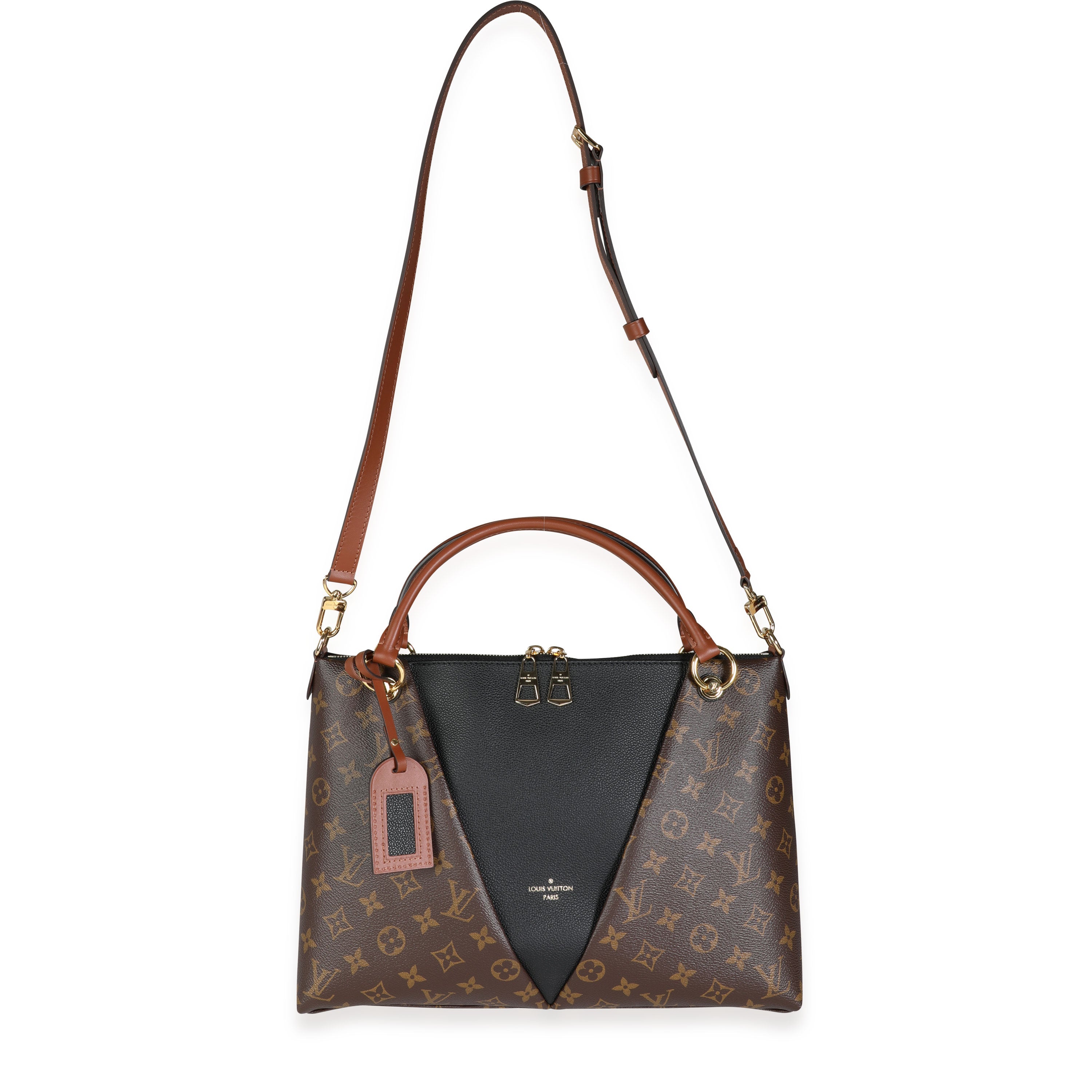 Louis Vuitton Louis Vuitton Monogram Canvas & Black Leather V Tote MM