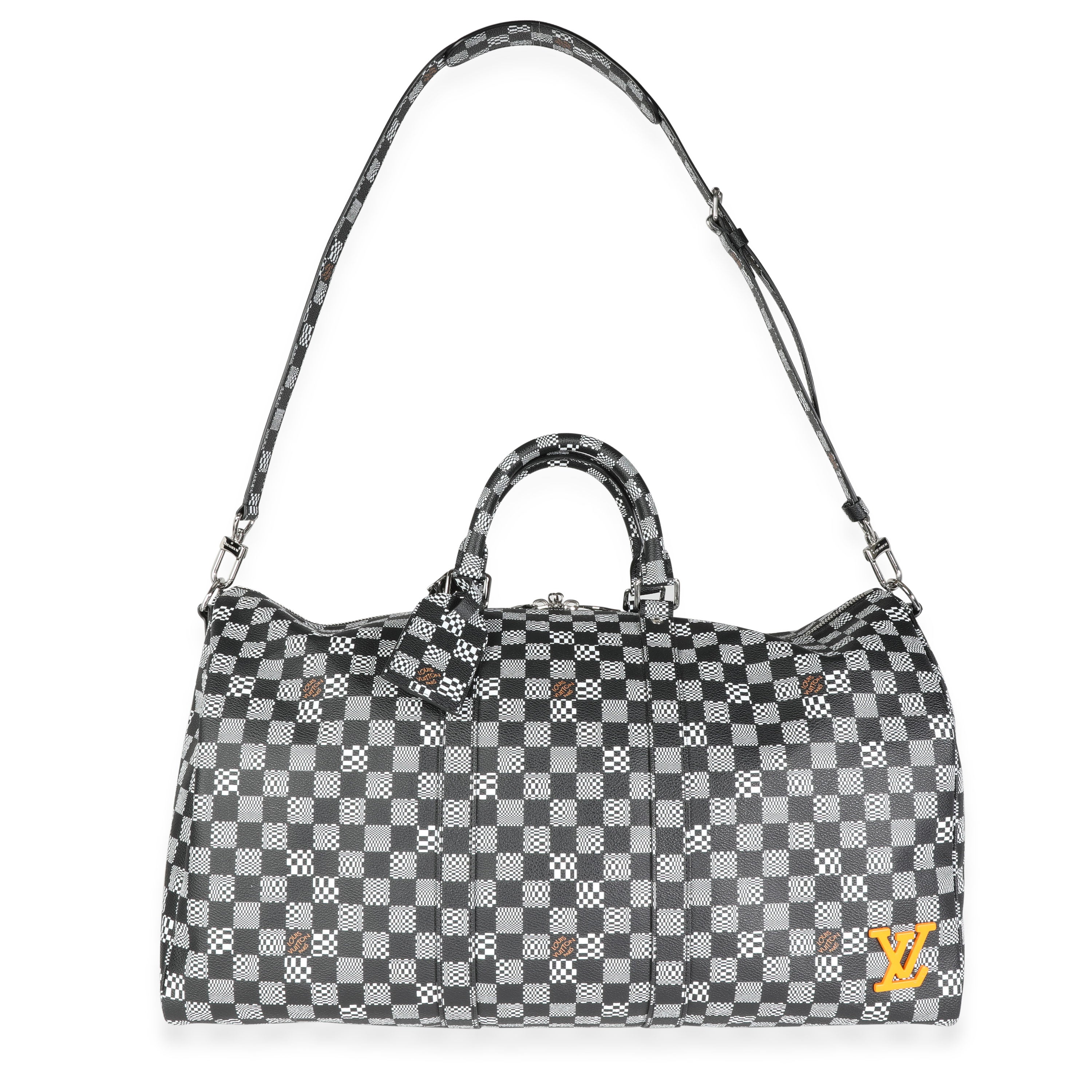 Louis Vuitton Louis Vuitton Black & White Distorted Damier Keepall Bandoulière 50