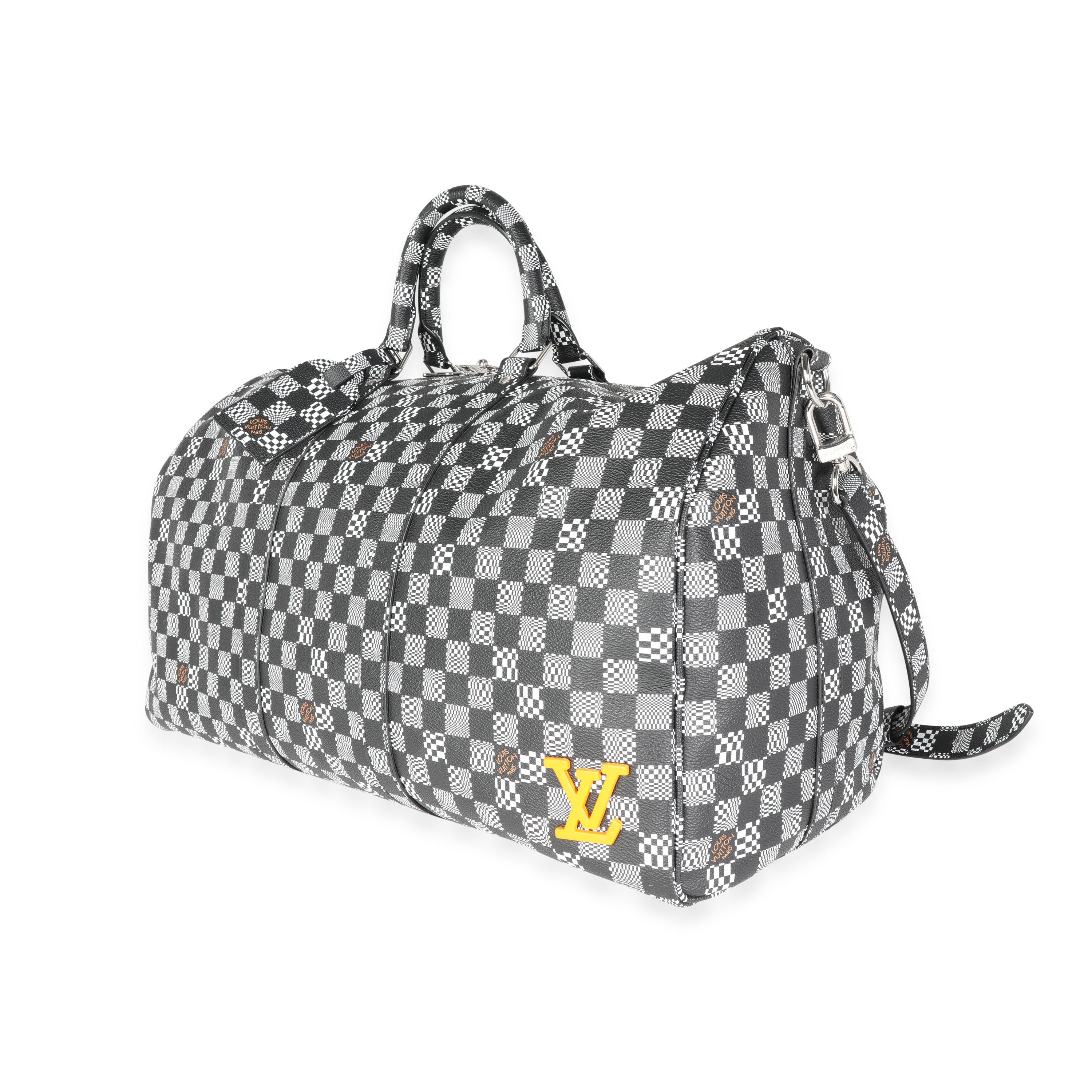 Louis Vuitton Louis Vuitton Black & White Distorted Damier Keepall Bandoulière 50