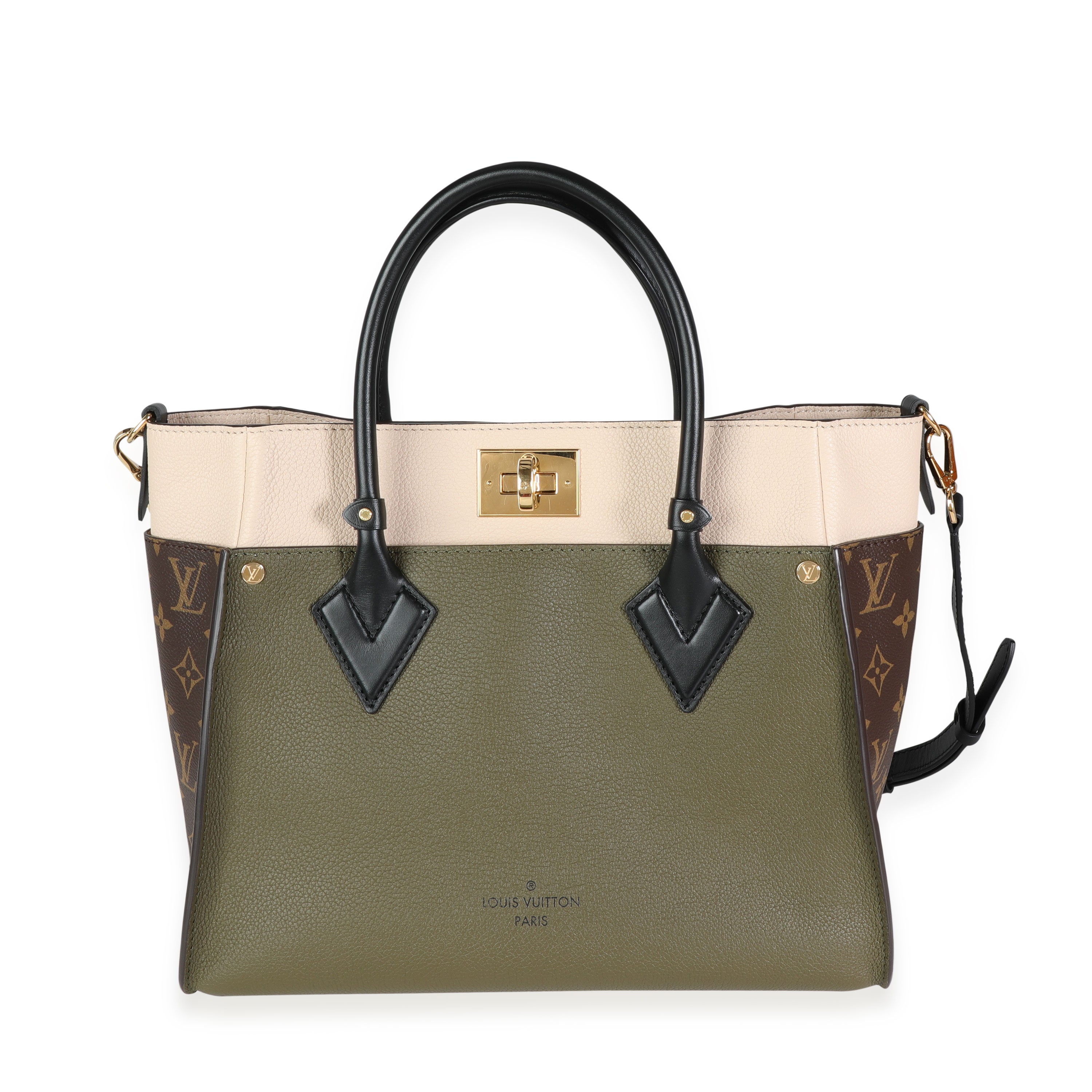 Louis Vuitton Louis Vuitton Laurier Green, Toffee Latte Beige & Monogram Canvas On My Side MM