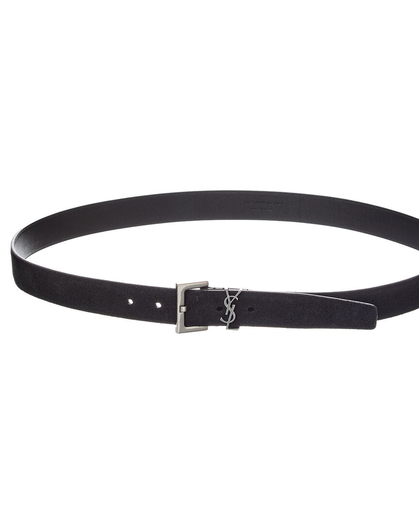 Saint Laurent Cassandre Suede Belt