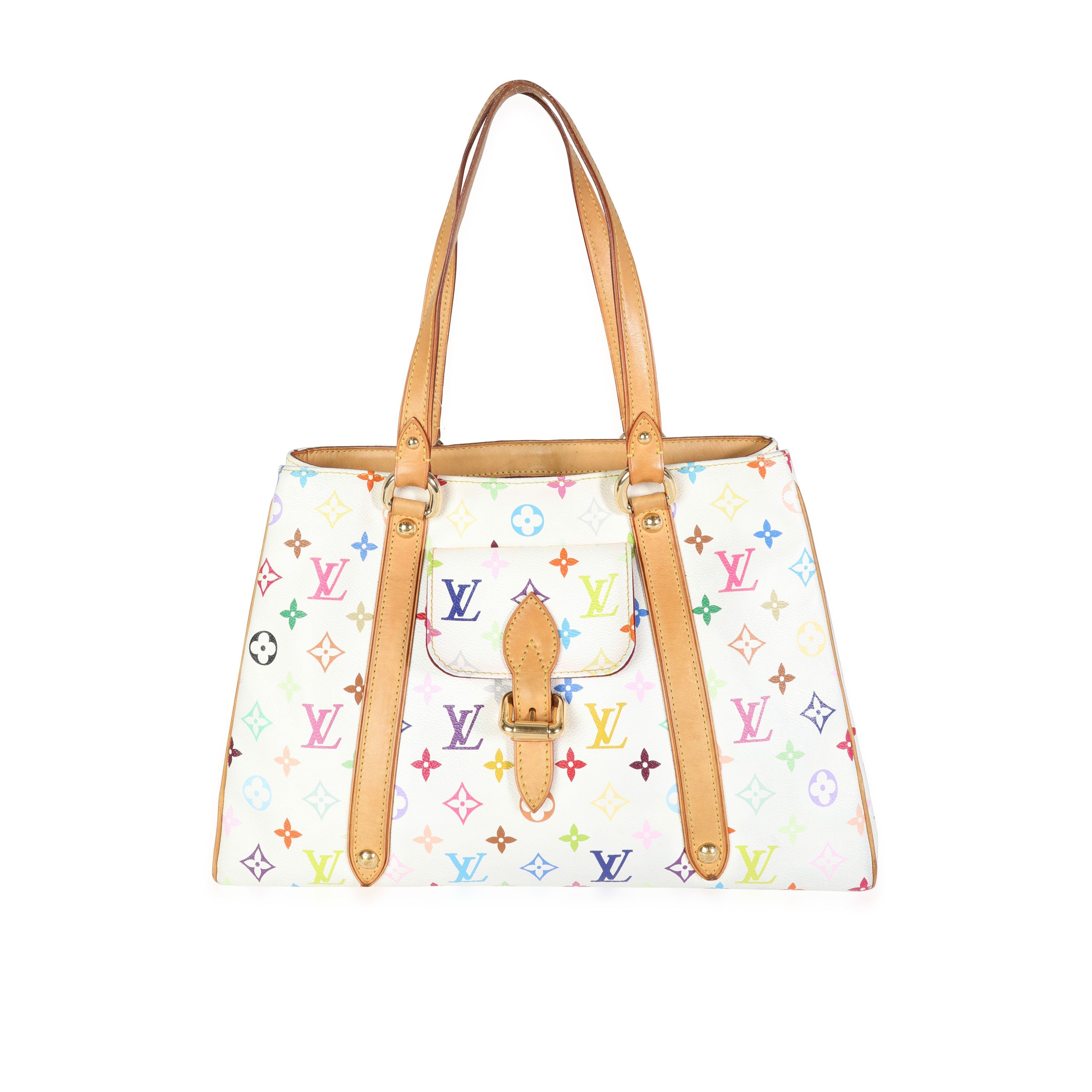 Louis Vuitton Louis Vuitton x Takashi Murakami White Monogram Multicolore Aurelia Tote MM