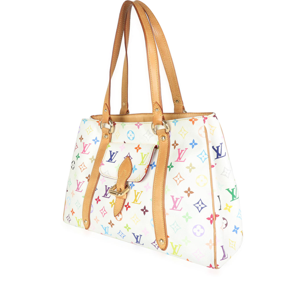 Louis Vuitton Louis Vuitton x Takashi Murakami White Monogram Multicolore Aurelia Tote MM
