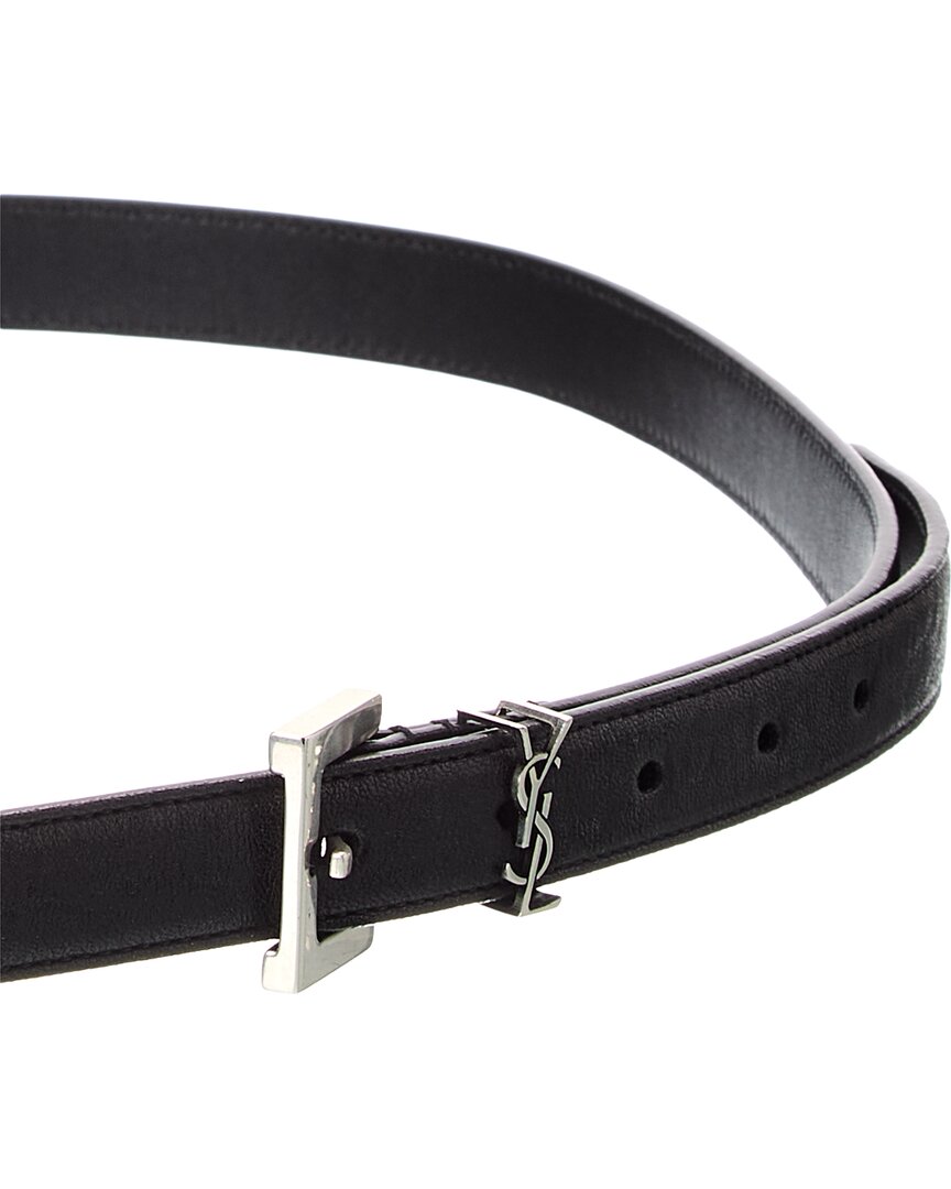 Saint Laurent Cassandre Thin Leather Belt