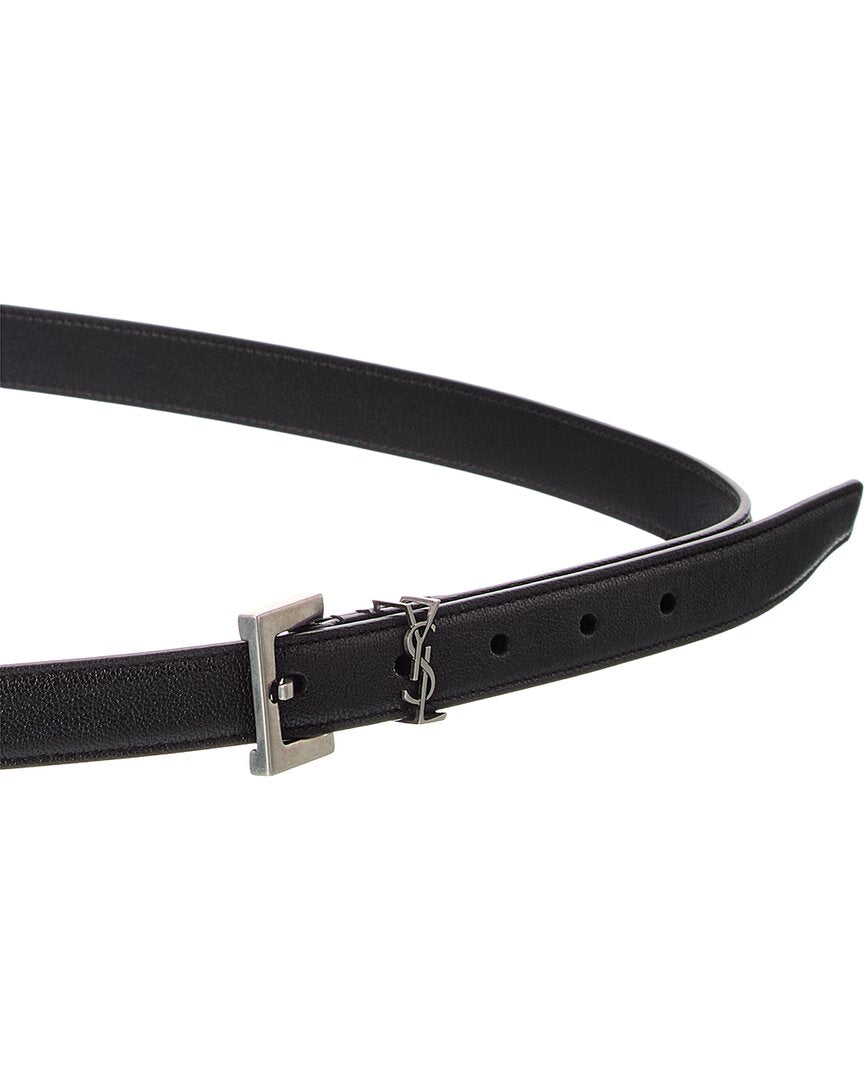 Saint Laurent Cassandre Thin Leather Belt
