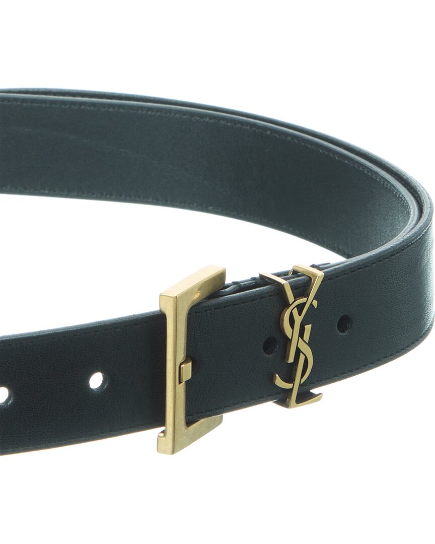 Saint Laurent Cassandre Grained Leather Belt