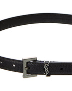 Saint Laurent Cassandre Thin Leather Belt
