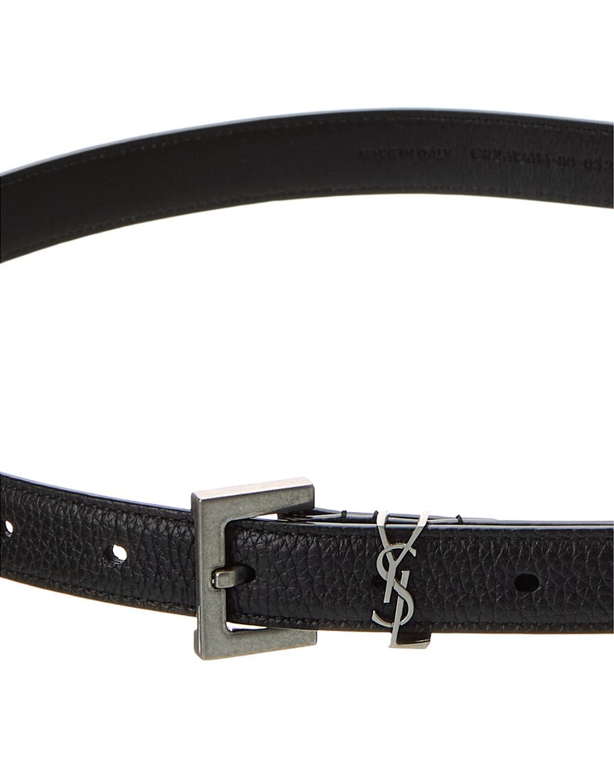 Saint Laurent Cassandre Thin Leather Belt