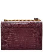 Saint Laurent Sunset Medium Croc-Embossed Leather Shoulder Bag