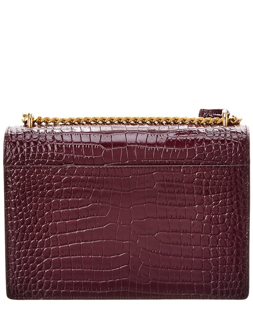 Saint Laurent Sunset Medium Croc-Embossed Leather Shoulder Bag