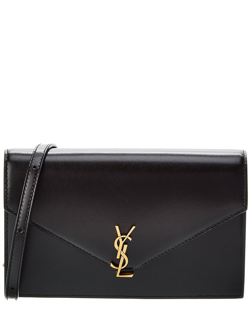 Saint Laurent Envelope Mini Leather Shoulder Bag Black ONE SIZE