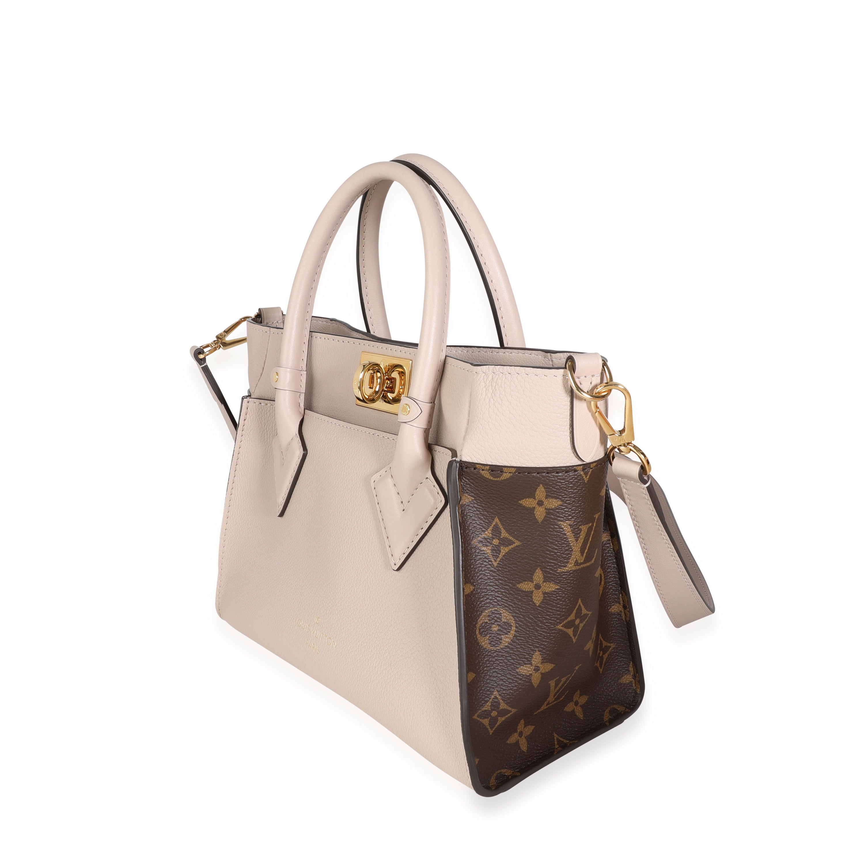 Louis Vuitton Louis Vuitton Greige Calfskin & Monogram Canvas On My Side Tote PM
