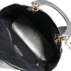 Christian Dior Metallic Silver Supple Cannage Leather Medium Lady Dior Tote