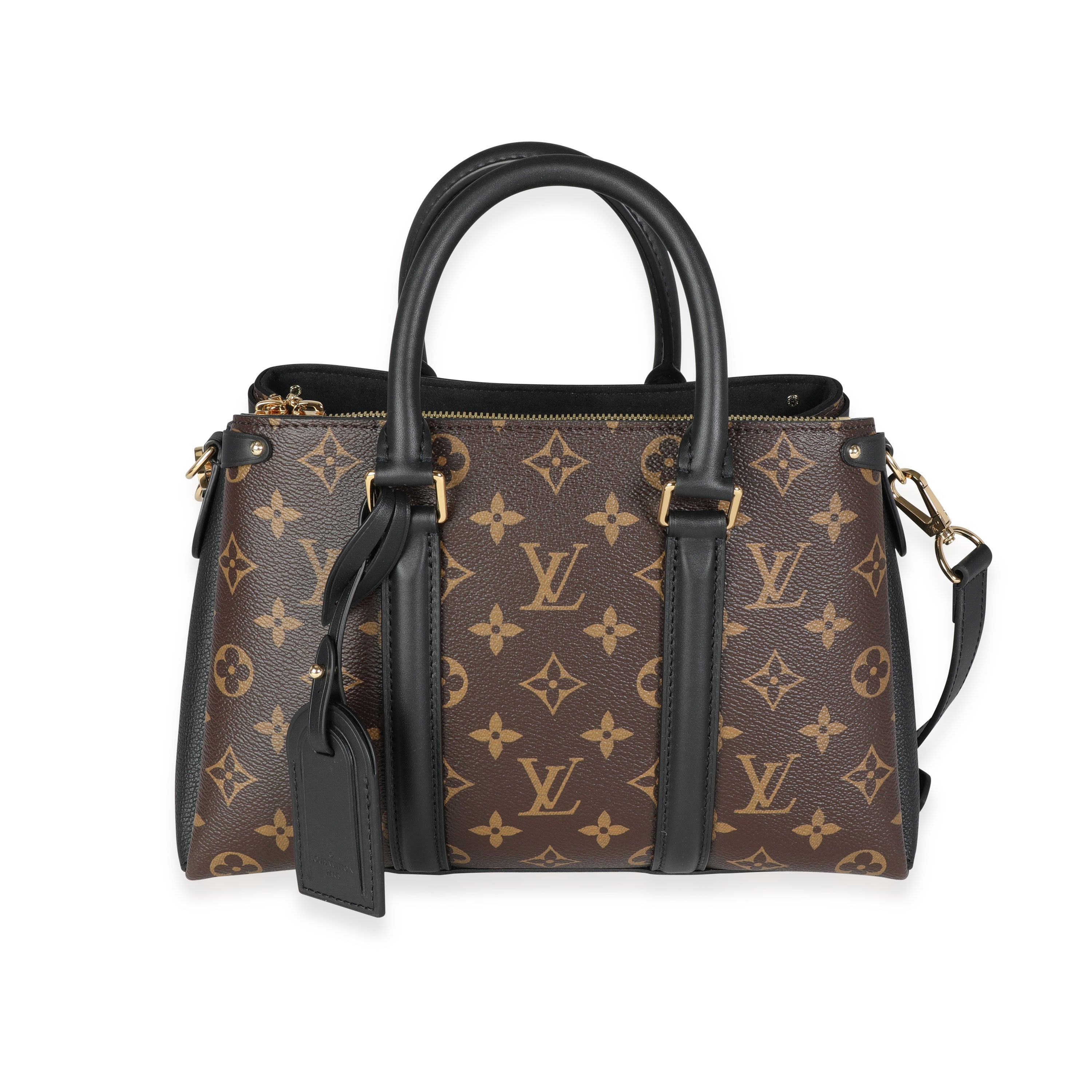 Louis Vuitton Louis Vuitton Black Leather & Monogram Canvas Soufflot BB