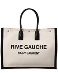 Saint Laurent Rive Gauche Large Linen & Leather Tote