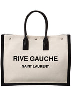 Saint Laurent Rive Gauche Large Linen & Leather Tote