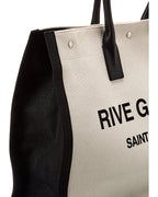 Saint Laurent Rive Gauche Large Linen & Leather Tote