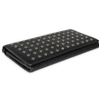 Saint Laurent Black Grain De Poudre Leather Studded Classic Marquage Flap Wallet