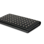 Saint Laurent Black Grain De Poudre Leather Studded Classic Marquage Flap Wallet