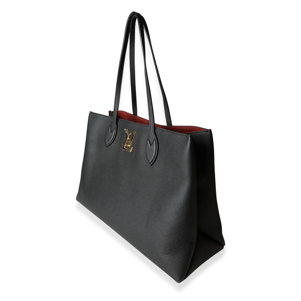 Louis Vuitton Louis Vuitton Black Grained Calf Leather Lockme Shopper