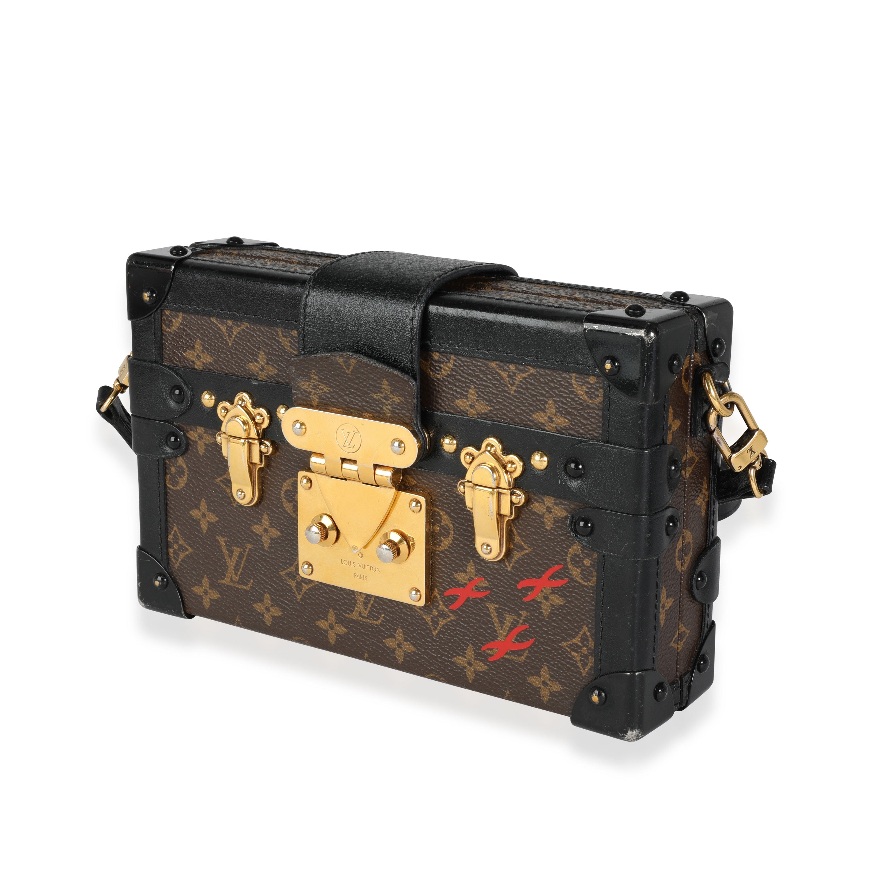 Louis Vuitton Louis Vuitton Monogram Canvas & Black Calfskin Petite Malle