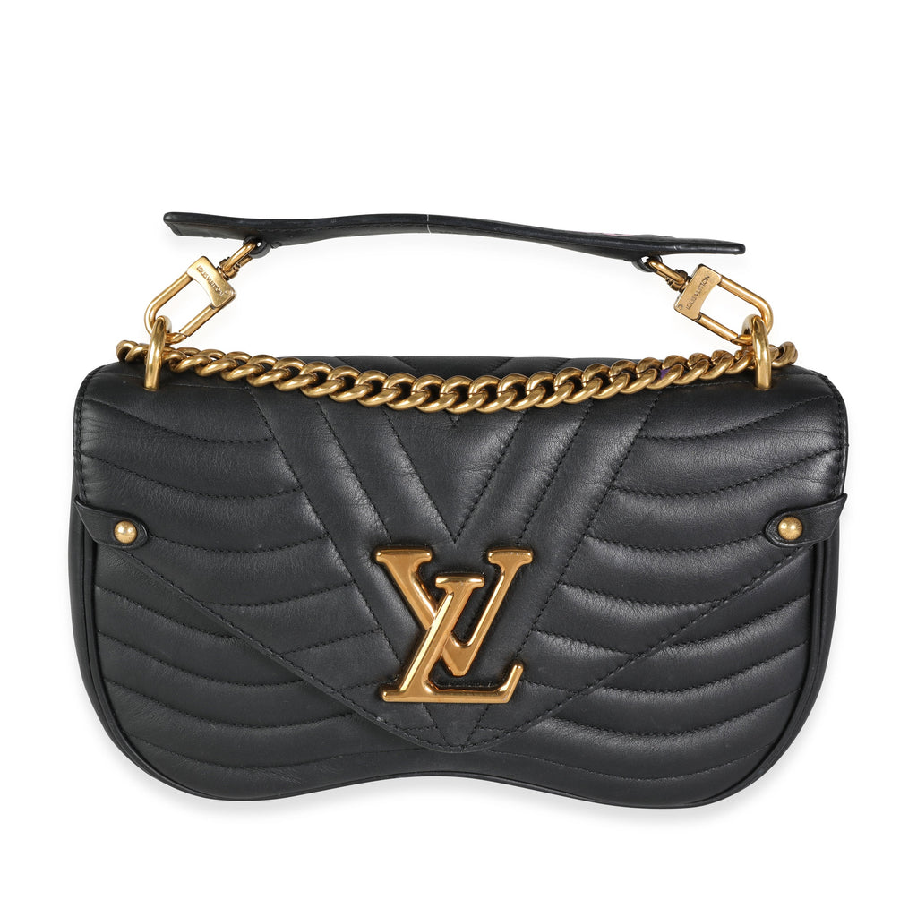 Louis Vuitton Louis Vuitton Black Leather New Wave Chain Bag MM