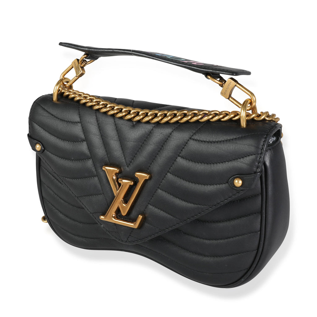 Louis Vuitton Louis Vuitton Black Leather New Wave Chain Bag MM
