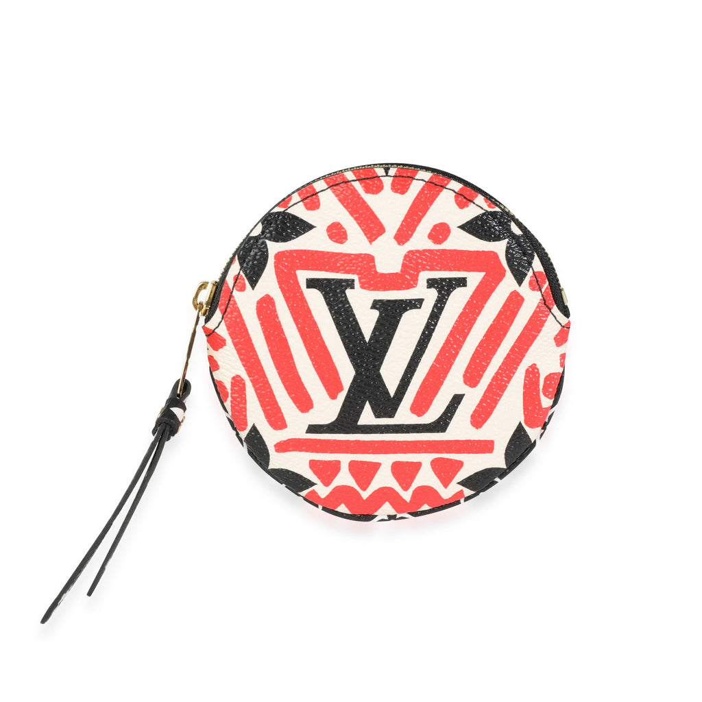Louis Vuitton Cream & Red Monogram Giant Crafty Round Coin Purse