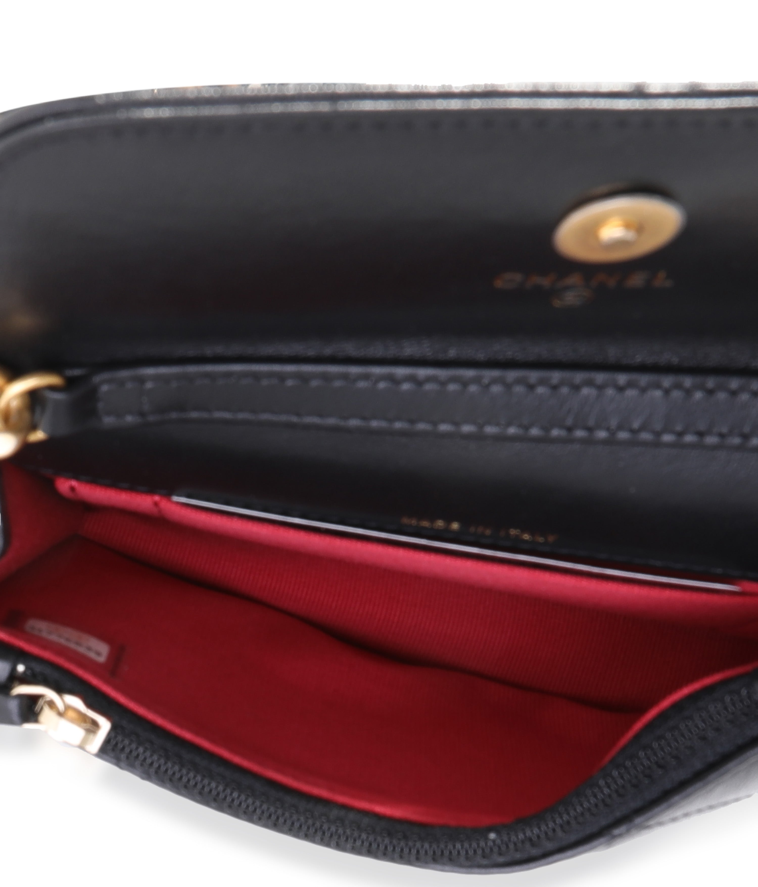 Chanel Black Quilted Lambskin Chanel 19 Mini Coin Purse With Chain