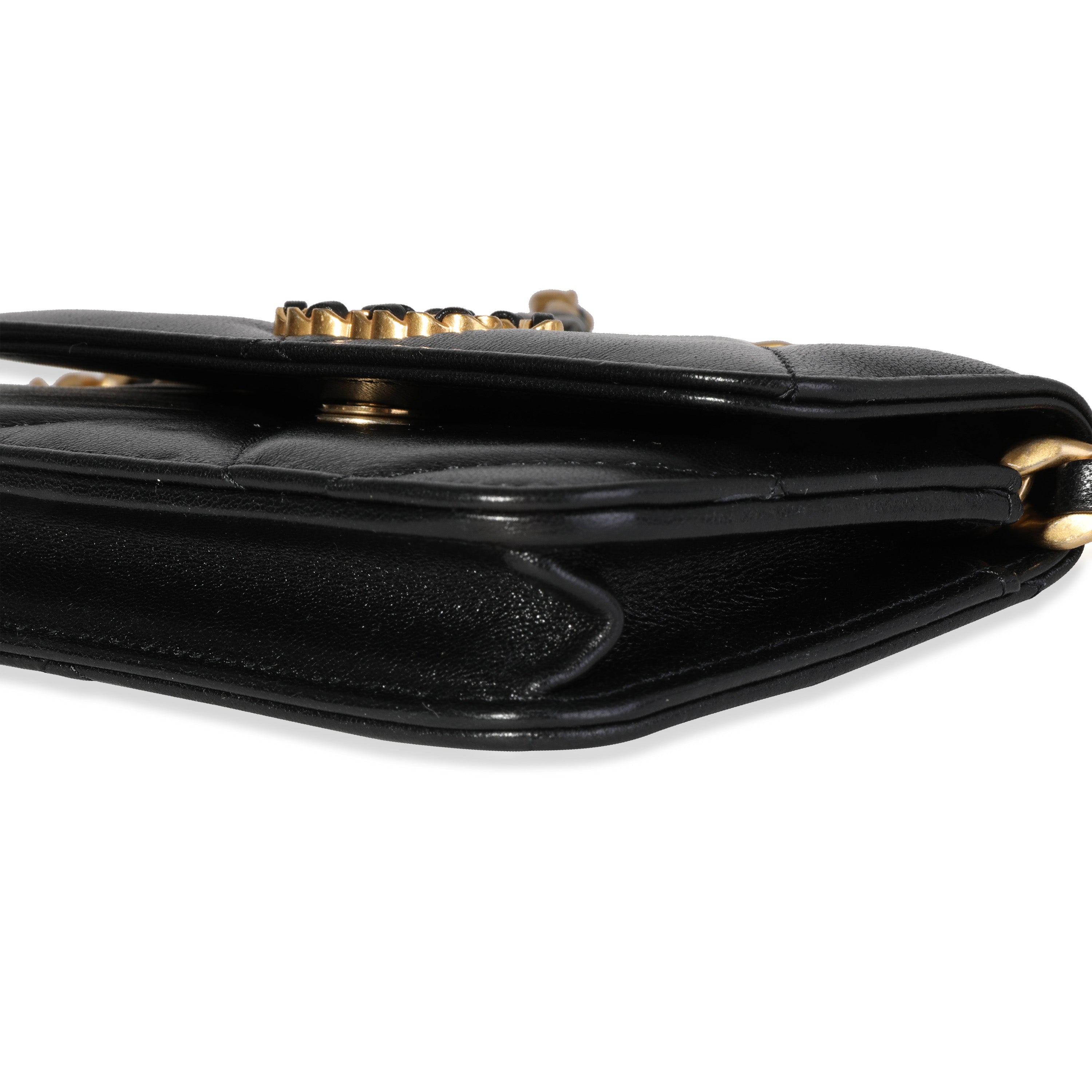Chanel Black Quilted Lambskin Chanel 19 Mini Coin Purse With Chain