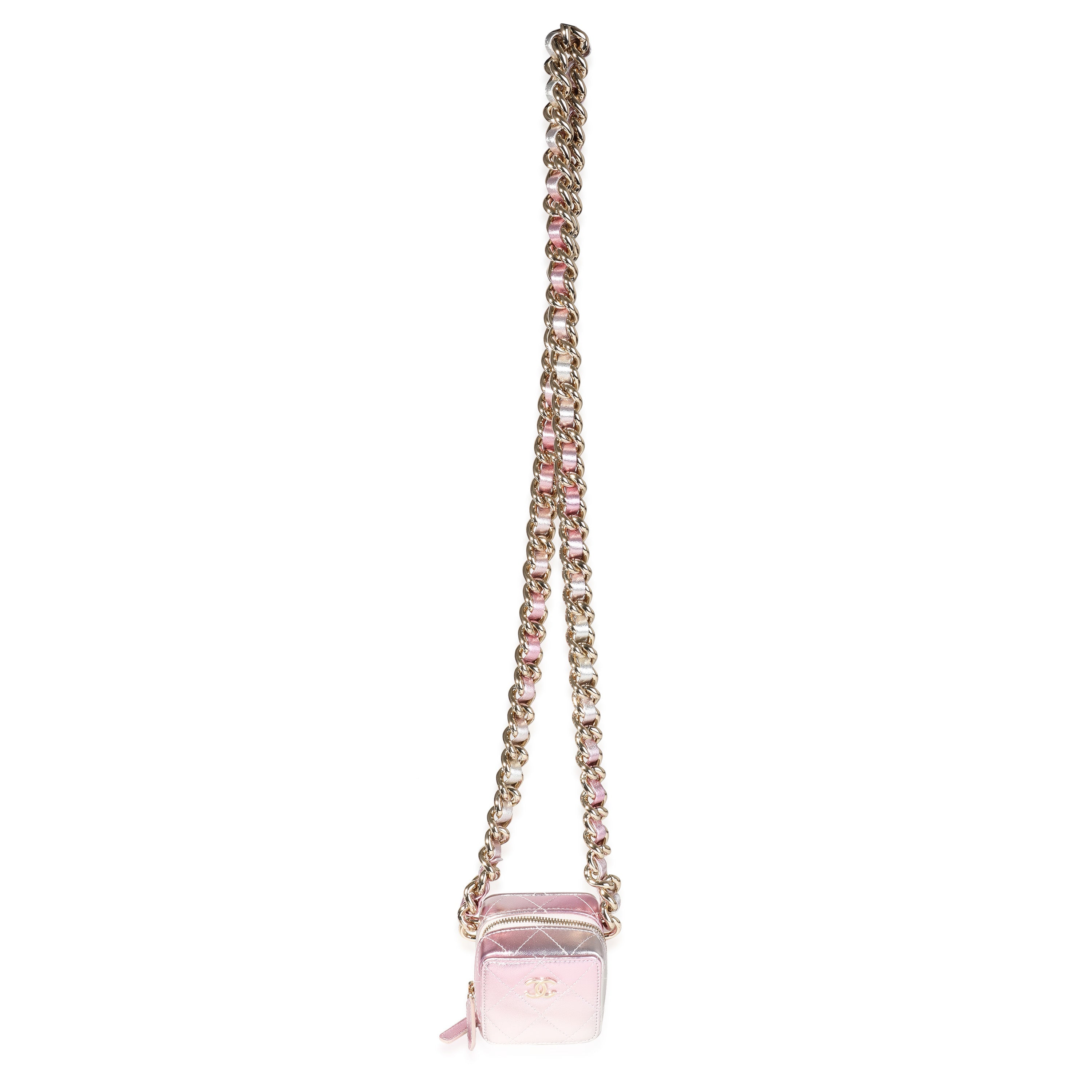 Chanel Metallic Lambskin Quilted Coco Punk Clutch With Chain