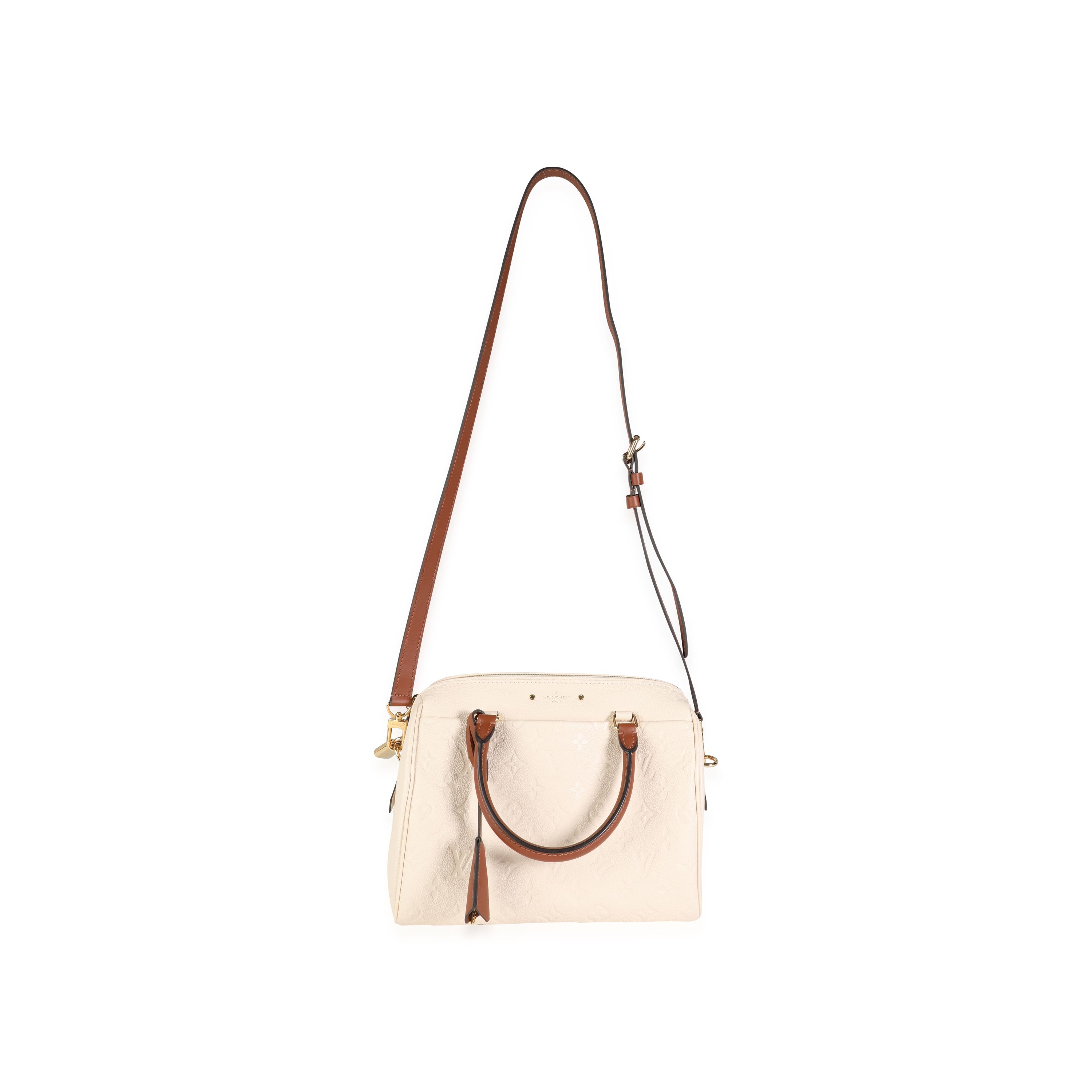 Louis Vuitton Louis Vuitton Cream Empreinte & Caramel Calfskin Speedy Bandoulière 25 NM