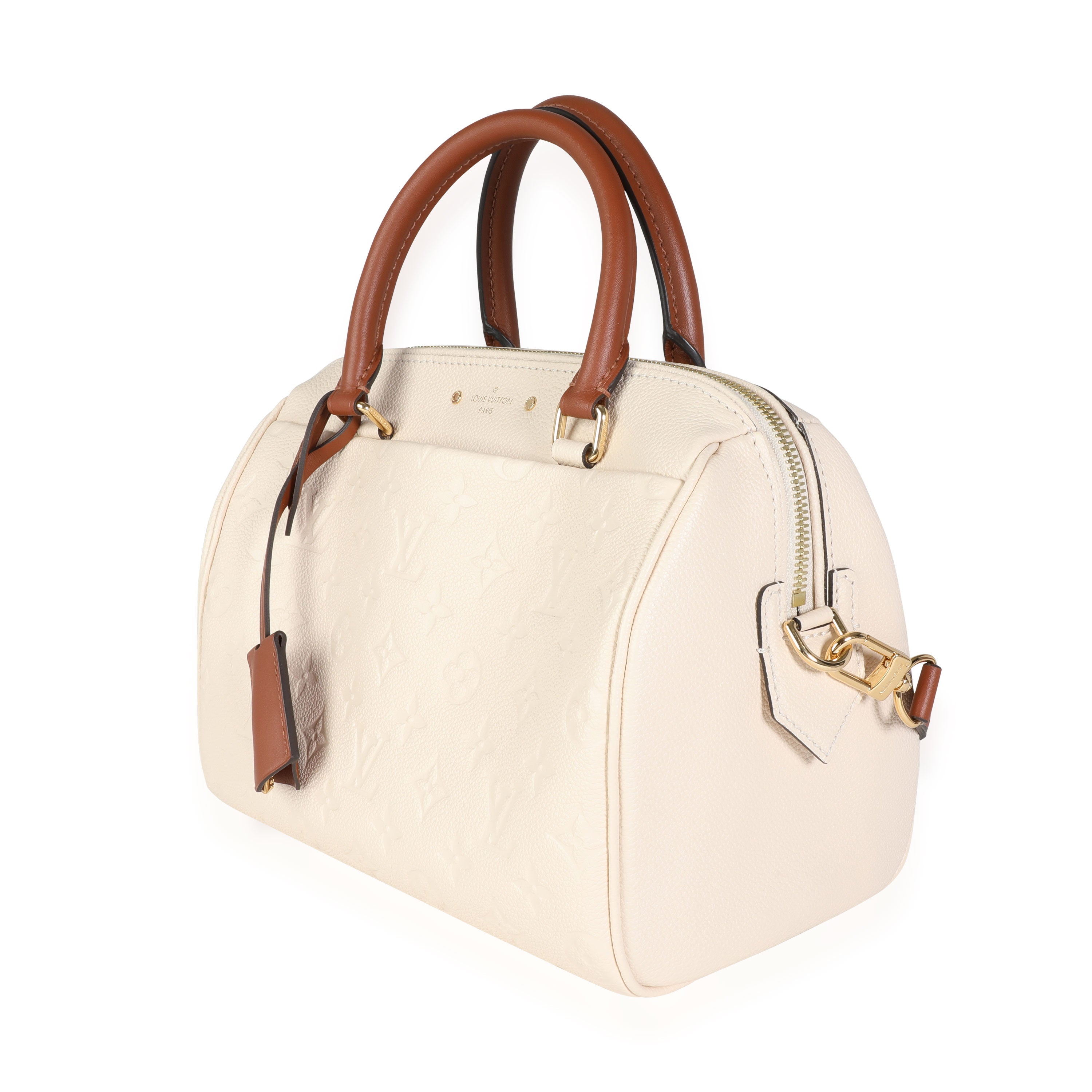 Louis Vuitton Louis Vuitton Cream Empreinte & Caramel Calfskin Speedy Bandoulière 25 NM
