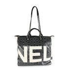 Chanel Black and Beige Coated Canvas and Leather Camellia & CC Print Shopper Tot