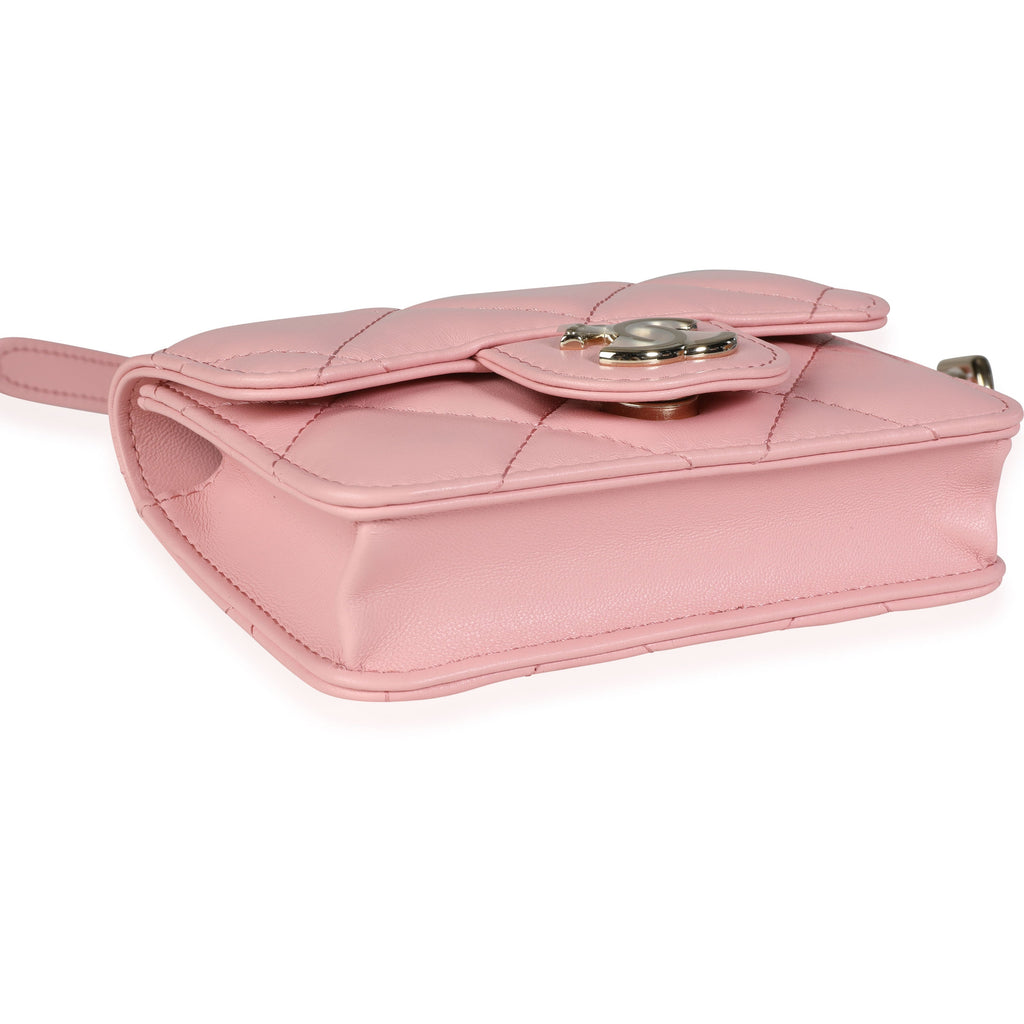 Chanel Pink Quilted Lambskin Elegant Chain Mini Belt Bag