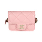 Chanel Pink Quilted Lambskin Elegant Chain Mini Belt Bag