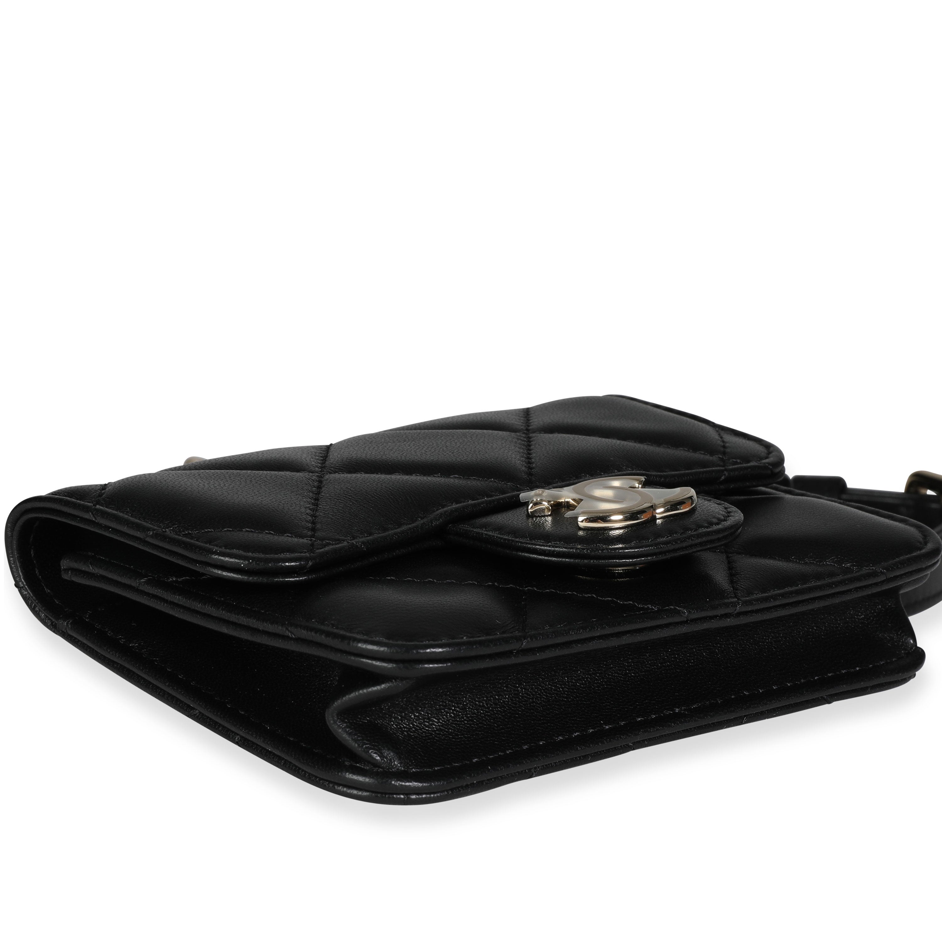 Chanel Black Quilted Lambskin Elegant Chain Mini  Belt Bag