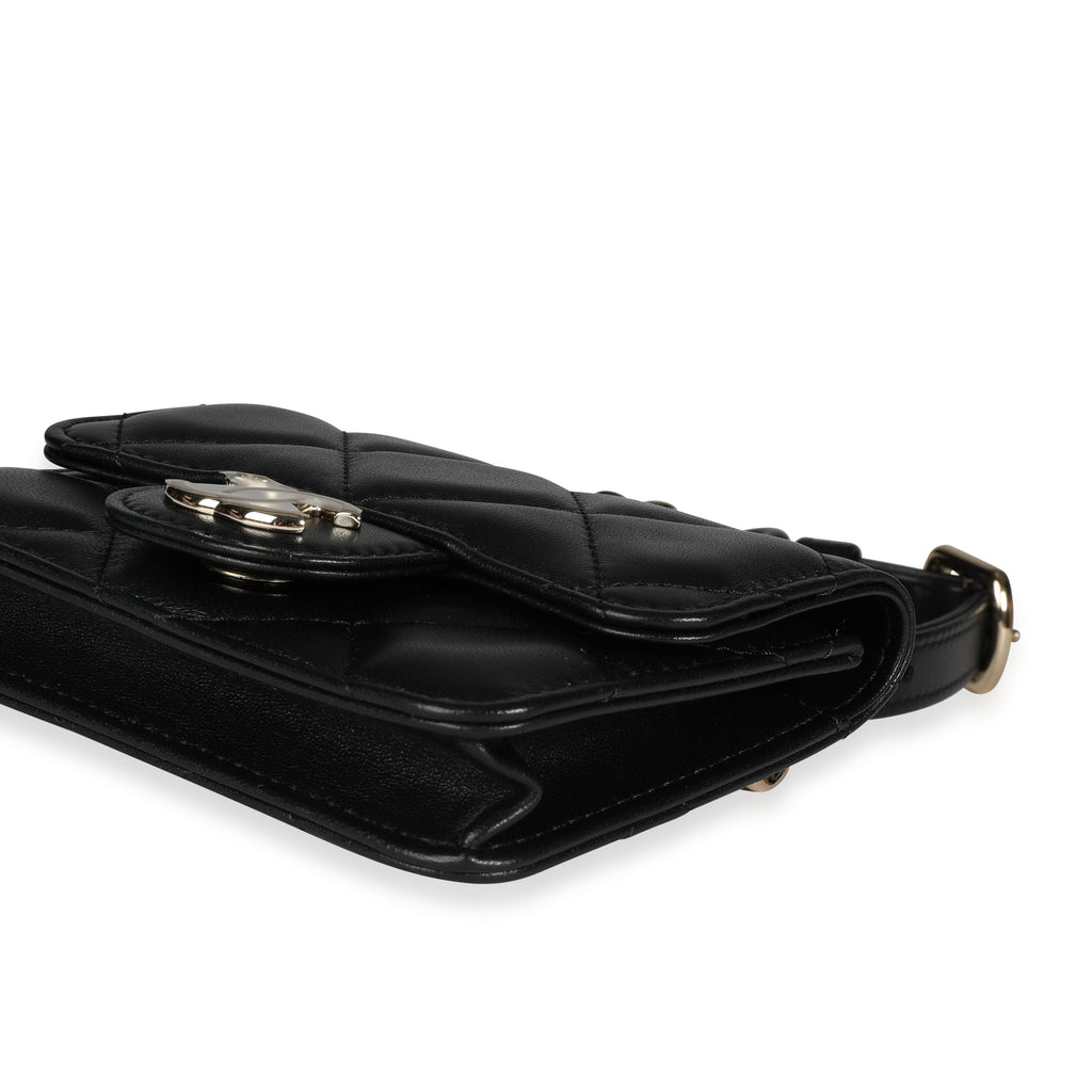 Chanel Black Quilted Lambskin Elegant Chain Mini  Belt Bag