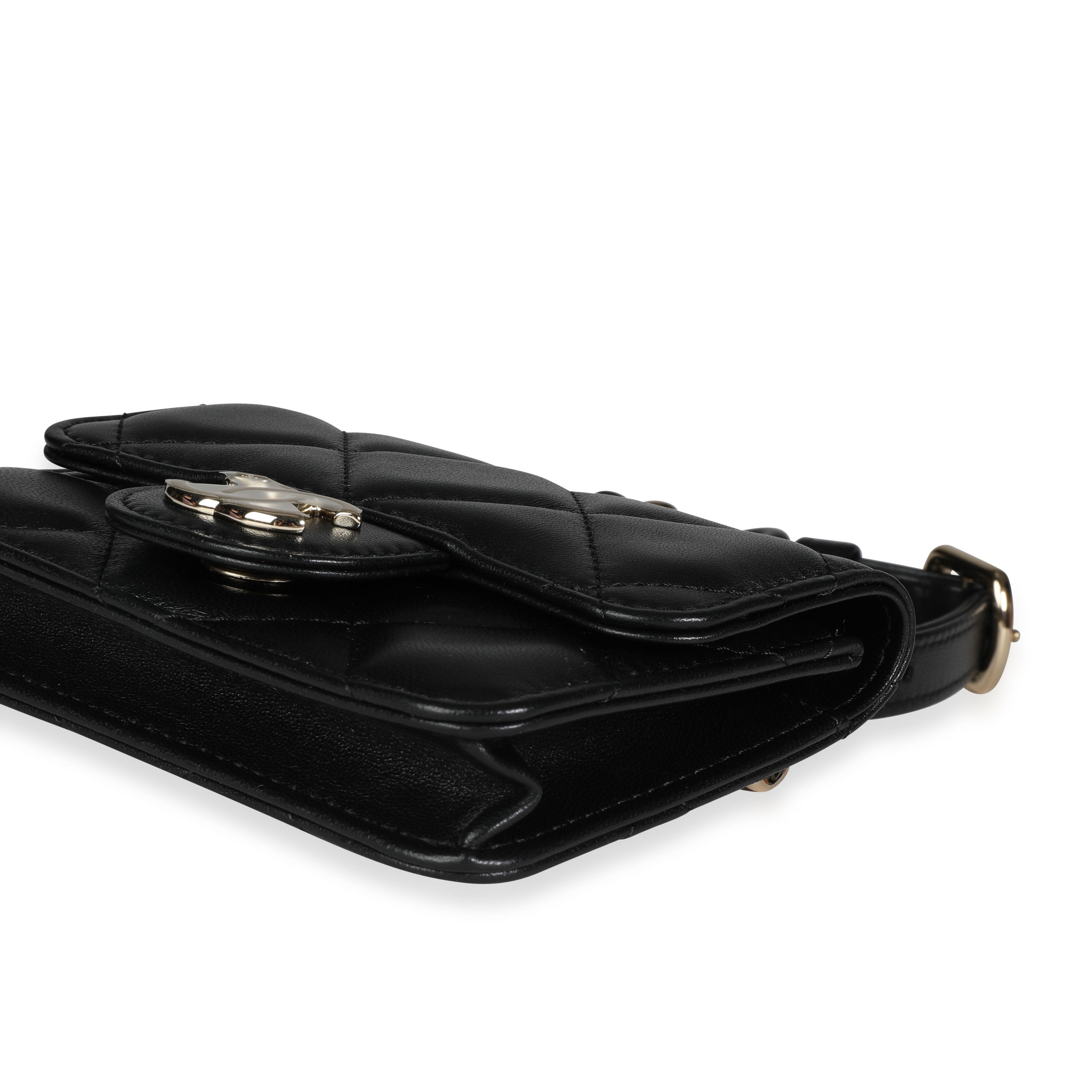 Chanel Black Quilted Lambskin Elegant Chain Mini  Belt Bag