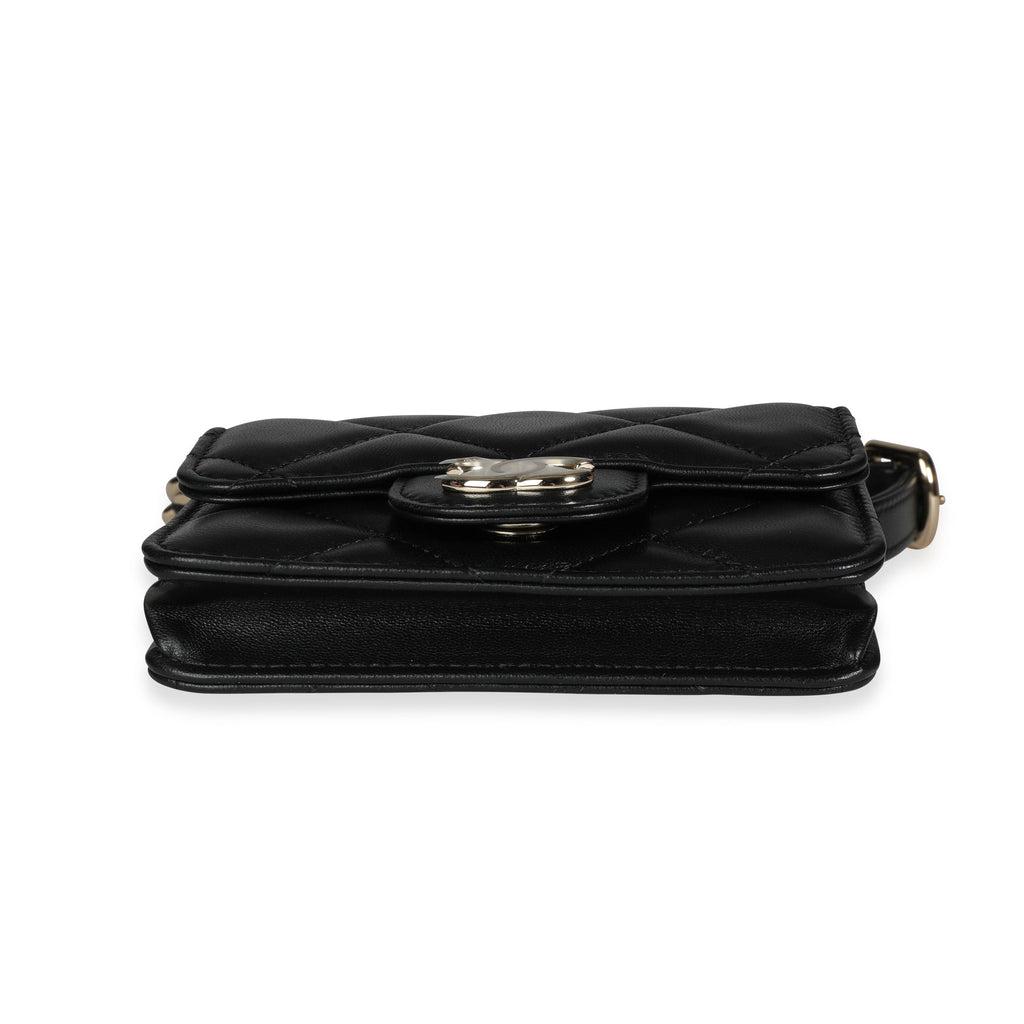Chanel Black Quilted Lambskin Elegant Chain Mini  Belt Bag