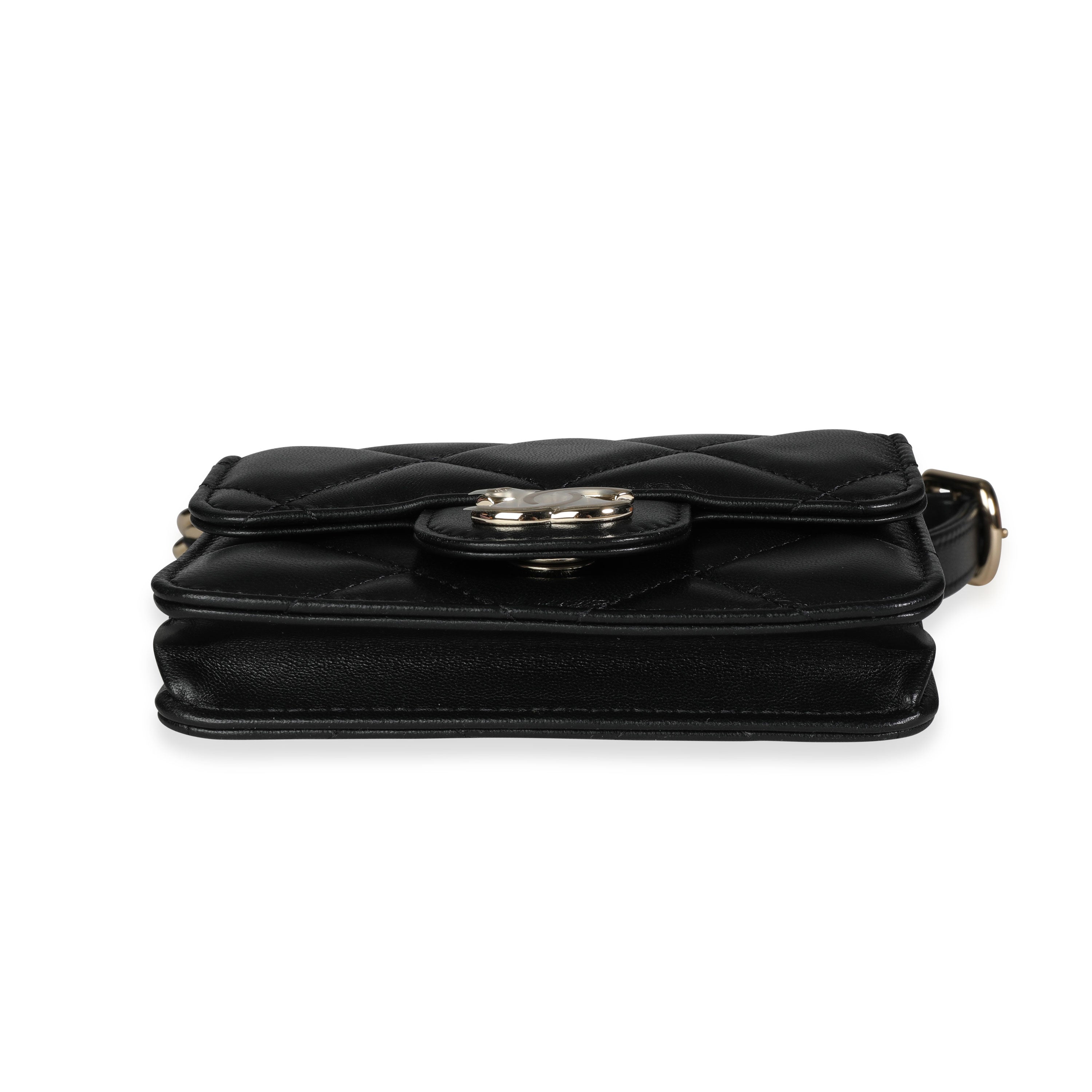 Chanel Black Quilted Lambskin Elegant Chain Mini  Belt Bag