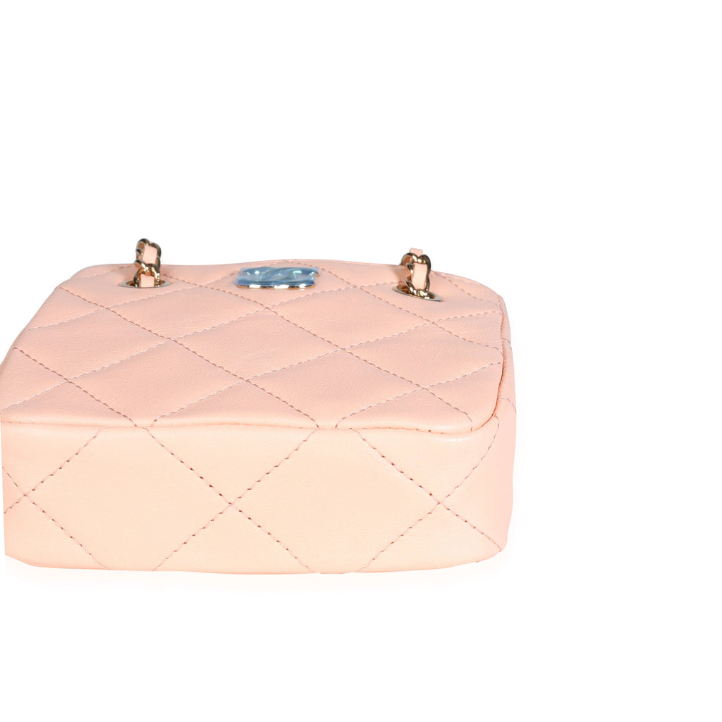 Chanel Pink Quilted Lambskin Tiny Shopping Bag