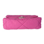 Chanel Fuchsia Quilted Cotton Medium Chanel 19 Flap Bag