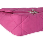 Chanel Fuchsia Quilted Cotton Medium Chanel 19 Flap Bag
