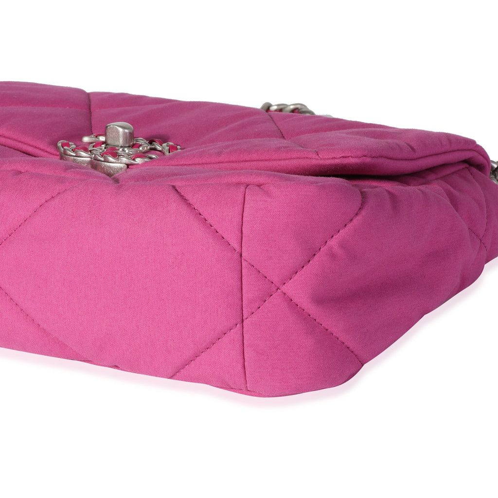 Chanel Fuchsia Quilted Cotton Medium Chanel 19 Flap Bag
