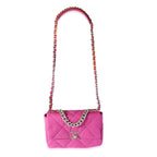 Chanel Fuchsia Quilted Cotton Medium Chanel 19 Flap Bag