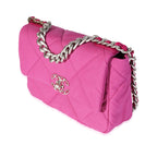 Chanel Fuchsia Quilted Cotton Medium Chanel 19 Flap Bag