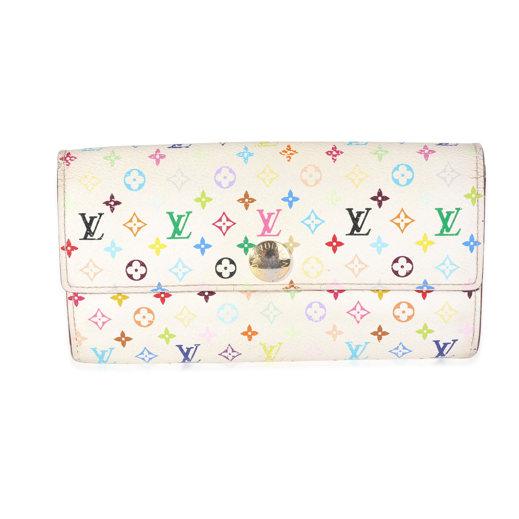 Louis Vuitton Louis Vuitton x Takashi Murakami White Monogram Multicolore Canvas Sarah Wallet