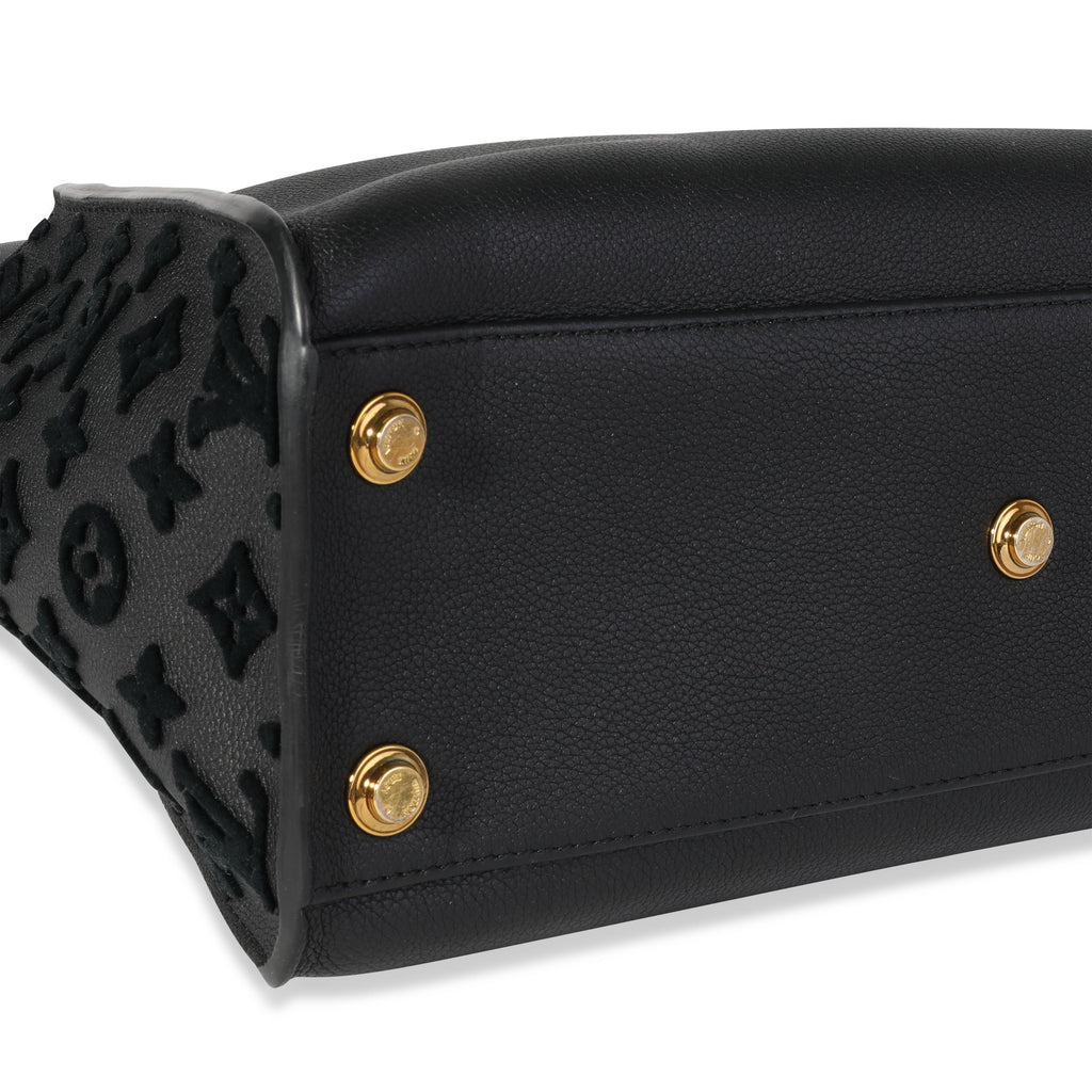 Louis Vuitton Black Grained Calfskin & Tufted Monogram On My Side MM
