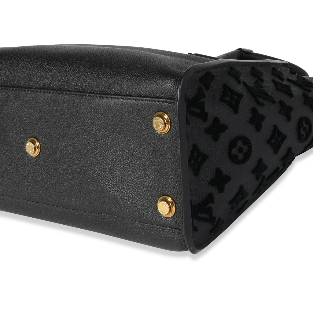 Louis Vuitton Black Grained Calfskin & Tufted Monogram On My Side MM